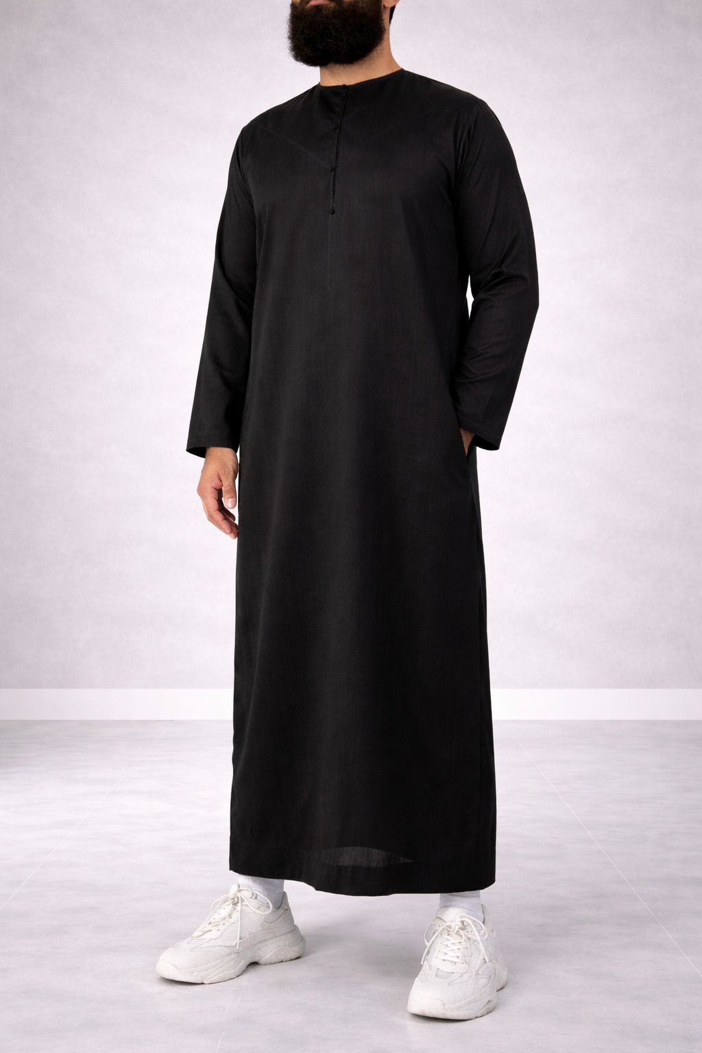 Emirati Qamis “Premium” Zwart van Djellaba Mannen Emirati Qamis “Premium” Zwart van Djellaba Mannen